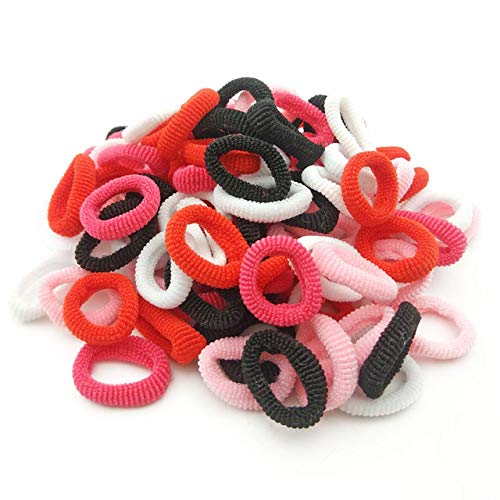 100 Stück Kind Buntes Elastisches Haarband Mädchen Kind Seil Ring Scrunchy Stirnband Gummi Pferdeschwanz Halter Krawatte Gummi Zubehör,schwarz (Color : Colorful 3) von ARTSIM