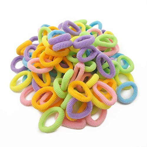 100 Stück Kind Buntes Elastisches Haarband Mädchen Kind Seil Ring Scrunchy Stirnband Gummi Pferdeschwanz Halter Krawatte Gummi Zubehör,schwarz (Color : Colorful 4) von ARTSIM