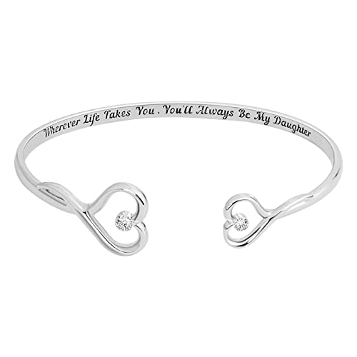 ARTSIM Herren-Felduhr „to My Daughter“-Armband mit Gravur, silbernem Diamant-Pfirsich-Herz, verstellbares Armband von ARTSIM