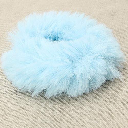 Mode Mädchen Elastisches Faux Kaninchenfell Scrunchie Haar Seil Pferdeschwanz Halter Plüsch Ring Zubehör,RD (Color : BL) von ARTSIM