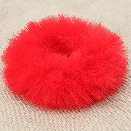 Mode Mädchen Elastisches Faux Kaninchenfell Scrunchie Haar Seil Pferdeschwanz Halter Plüsch Ring Zubehör,RD (Color : RD) von ARTSIM