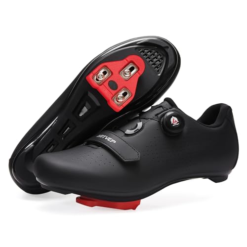 ARTVEP Fahrradschuhe Herren Damen Rennradschuhe MTB Radschuhe Kompatibel mit Look SPD SPD-SL Delta Lock Pedal Reitschuhe Peloton Schuhen Alles Schwarz EU37 / 235 von ARTVEP