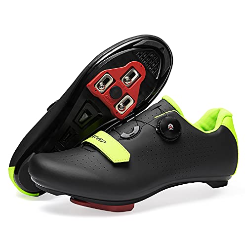 ARTVEP Fahrradschuhe Herren Damen Rennradschuhe MTB Radschuhe Kompatibel mit Look SPD SPD-SL Delta Lock Pedal Reitschuhe Peloton Schuhen Grün Schwarz EU36 / 230 von ARTVEP