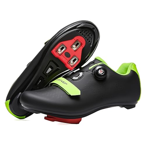 ARTVEP Fahrradschuhe Herren Damen Rennradschuhe MTB Radschuhe Kompatibel mit Look SPD SPD-SL Delta Lock Pedal Reitschuhe Peloton Schuhen Grün Schwarz EU47 / 285 von ARTVEP