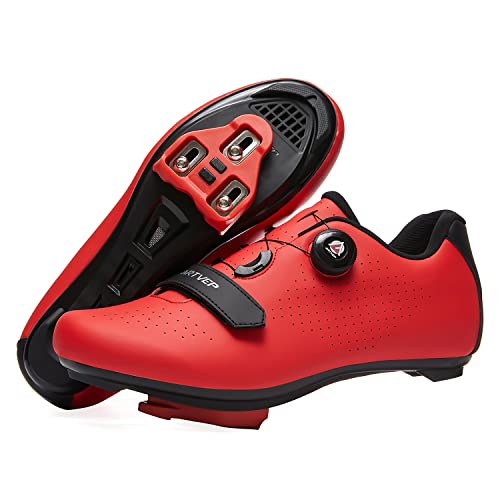 ARTVEP Fahrradschuhe Herren Damen Rennradschuhe MTB Radschuhe Kompatibel mit Look SPD SPD-SL Delta Lock Pedal Reitschuhe Peloton Schuhen Rot EU37 / 235 von ARTVEP