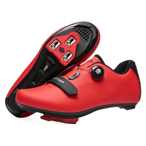 ARTVEP Fahrradschuhe Herren Damen Rennradschuhe MTB Radschuhe Kompatibel mit Look SPD SPD-SL Delta Lock Pedal Reitschuhe Peloton Schuhen Rot EU43 / 265 von ARTVEP