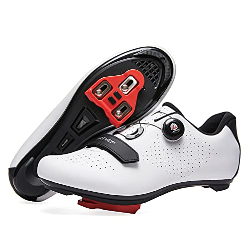 ARTVEP Fahrradschuhe Herren Damen Rennradschuhe MTB Radschuhe Kompatibel mit Look SPD SPD-SL Delta Lock Pedal Reitschuhe Peloton Schuhen Weiß EU37 / 235 von ARTVEP