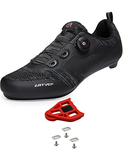 Herren Fahrradschuhe Damen Mountain Road Bikes Schuh Kompatibel mit Peloton & Look ARC Delta Kompatible Installation Look SPD SPD-SL Delta Lock Pedal Reitschuhe Schwarz 38 EU von ARTVEP