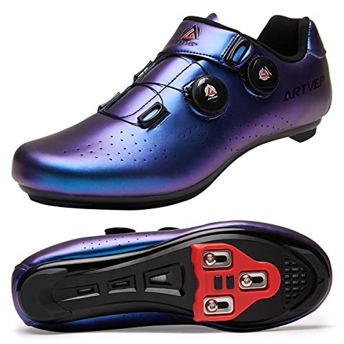 ARTVEP Herren Radschuhe Damen MTB Fahrradschuhe Kompatibel mit Look SPD SPD-SL Delta Lock Pedal Reitschuhe Kompatibel mit Peloton Schuhen Blau EU 39/245 von ARTVEP