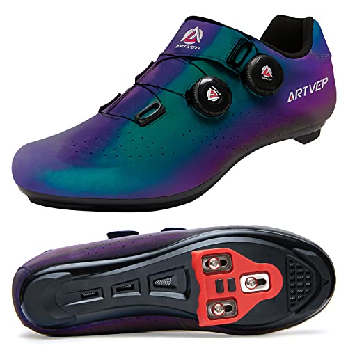 ARTVEP Herren Radschuhe Damen MTB Fahrradschuhe Kompatibel mit Look SPD SPD-SL Delta Lock Pedal Reitschuhe Kompatibel mit Peloton Schuhen Bunt EU 46/280 von ARTVEP