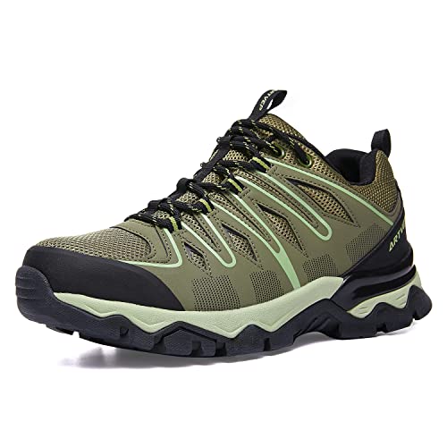 Herren Wanderschuhe wasserdichte Damen Trekking Schuhe Atmungsaktive Arbeits Outdoorschuhe Jungle Berg Kletterschuhe Wanderhalbschuhe Grün EU 41 von ARTVEP