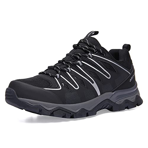 Herren Wanderschuhe wasserdichte Damen Trekking Schuhe Atmungsaktive Arbeits Outdoorschuhe Jungle Berg Kletterschuhe Wanderhalbschuhe Schwarz EU 39 von ARTVEP