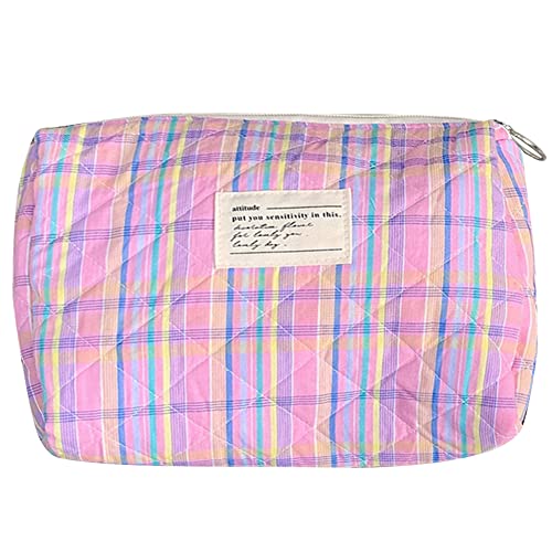 ARVALOLET Gesteppte Schönheit Tasche Farbe Kontrast Plaid Reisetasche Reißverschluss Baumwolle Multifunktions Mode Lässig Weich for Camping, Weiß, schwarz (optional), von ARVALOLET