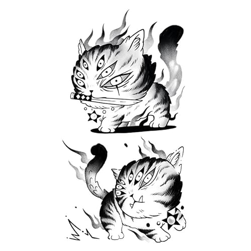 ARYU 4 StüCk Katzen-Tattoo-Aufkleber, Haustier, KäTzchen, Tier, Dolch, Messer, Saftaufkleber, Wasserdicht Und Langlebig ARYU 4 StüCk Katzen-Tattoo-Aufkleber, Haustier, KäTzchen, Tier, Dolch, Messer, Saftaufkleber, Wasserdicht Und Langlebig von ARYU