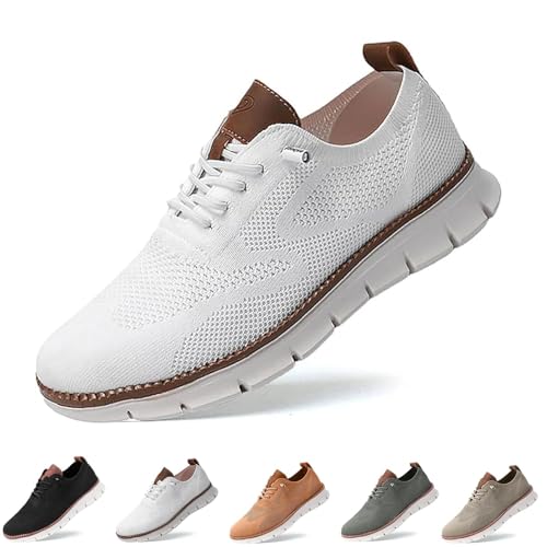 ARZARF Wearbreeze-Schuhe for Herren, Bootsschuhe for Hineinschlüpfen mit Fußgewölbeunterstützung, Sneakers, Oxfords, Business-Casual-Wanderschuhe, Tennis (Color : White, Size : 10.5) von ARZARF