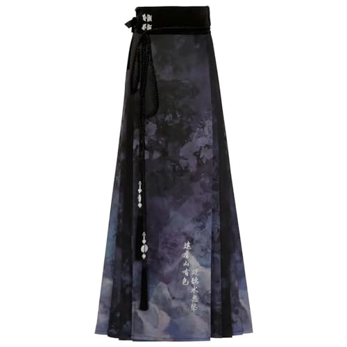 Westenrock Hanfu Moderner Stil Damenanzug Mamianqun Chinesische Vintage Kleidung Pferd Gesicht Rock Alltag, Nur der Rock, X-Large von ARZARF