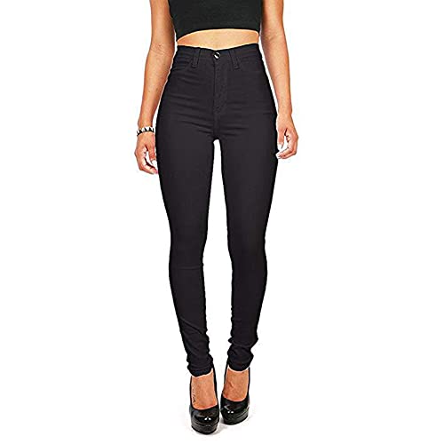 ARtray Jeans für Damen UK Damen Jeans Hohe Taille Skinny Fit Stretch Jeans Denim Hose mit Taschen Damen Polyester Alltag Hose Mode Straight Leg Soft Pants Flattering Smart, Schwarz , 12 von ARtray