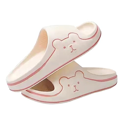 Damen Cute Bear Sliders Damen Schnell Trocknend Duschschuhe Anti-Rutsch Leichte Offene Zehen Hausschuhe Schwimmbad Strand Sliders Cloud Badezimmer Weiche Sohle Hausschuhe Extra Bequem, rose, 37.5 EU von ARtray