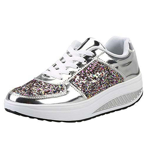 Turnschuhe für Damen, Laufschuhe, Tennisschuhe, atmungsaktive Turnschuhe, lässig, intelligent, glänzend, glitzernd, Partyschuhe, klobige Plateau-Keil-Turnschuhe mit Schnürung, athletische Sportschuhe, von ARtray