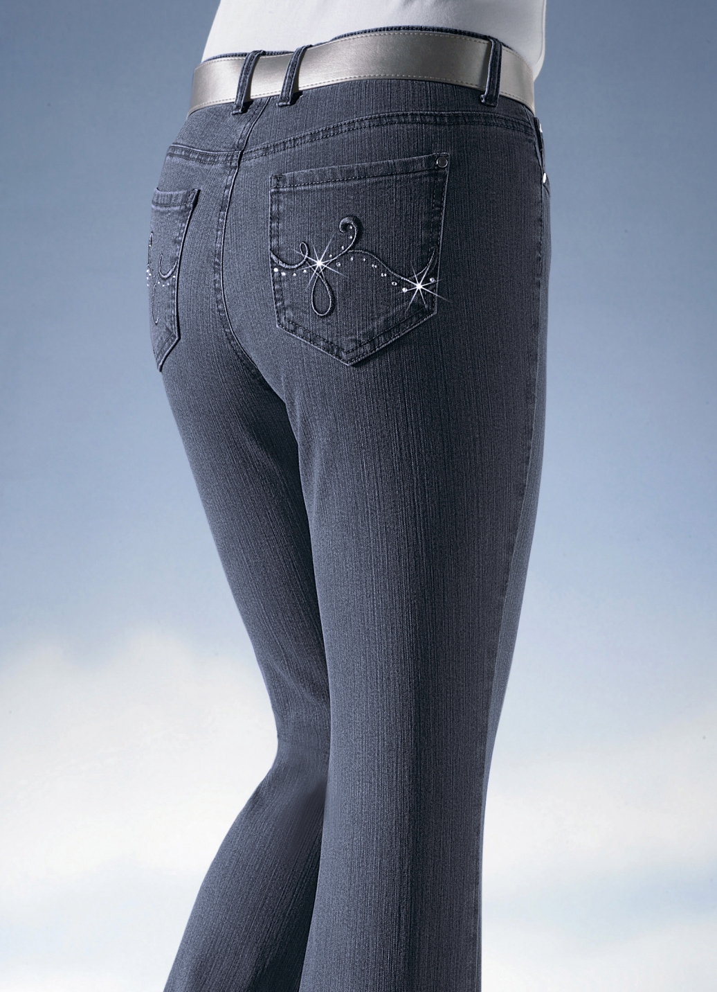 Jeans verziert mit funkelnden Strasssteinen, Dunkelblau, Größe 88 von ASCARI