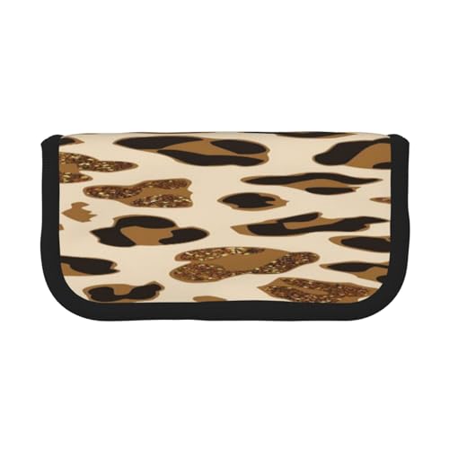 ASEELO Federmäppchen, großes Federmäppchen, großes Federmäppchen für Kinder, Damen, Herren, Schule, Büro, Animal Leopard, Canvas Pen Case, Kosmetikkoffer von ASEELO