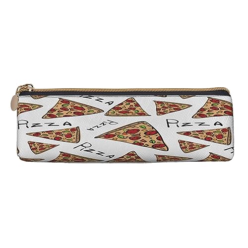 ASEELO Federmäppchen, violetter Schmetterling, groß, Stifteetui, hohe Aufbewahrungsbox, für Kinder, Damen, Herren, Schule, Büro, Weiß, Pizza-Muster, Leather Pencil Case, Beauty Case von ASEELO