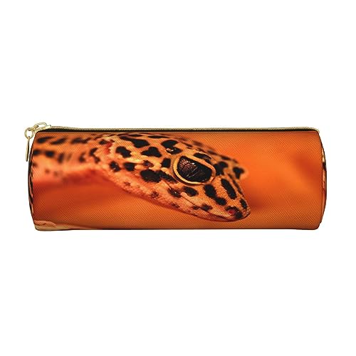 ASEELO Federmäppchen aus Leder, Motiv: Musiknoten, groß, für Kinder, Damen, Herren, Schule, Büro, Leopard Little Gecko, Einheitsgröße, Beauty Case von ASEELO