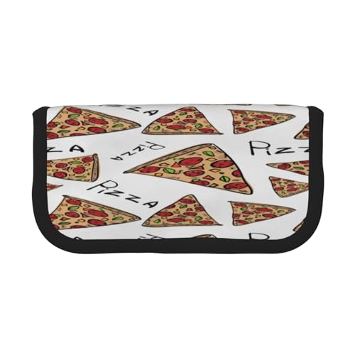 ASEELO Federmäppchen mit Weihnachtsbäumen, Hirsch, große Stifttasche, hohe Aufbewahrungsbox, für Kinder, Damen, Herren, Schule, Büro, Pizza-Muster, Canvas Pen Case, Kosmetikkoffer von ASEELO