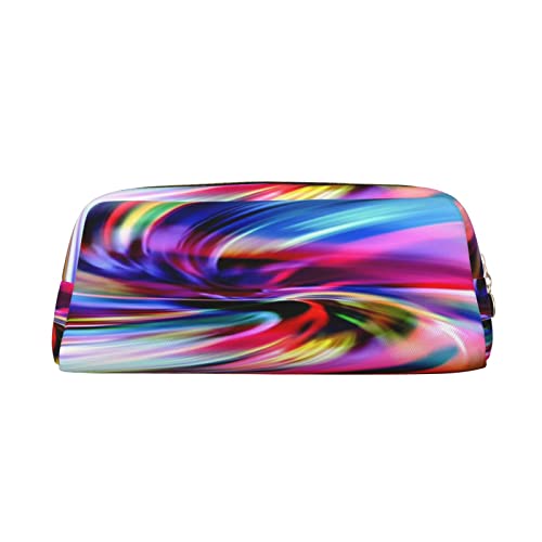 Große Kapazität Leder Federmäppchen Bunt Tie Dye Schreibwaren Bleistift Tasche Make-up Tasche Tragbare Büro Schreibwaren Tasche für Teenager Mädchen Erwachsene, Bunt gefärbt, Pencil Bag, Kosmetikkoffer von ASEELO