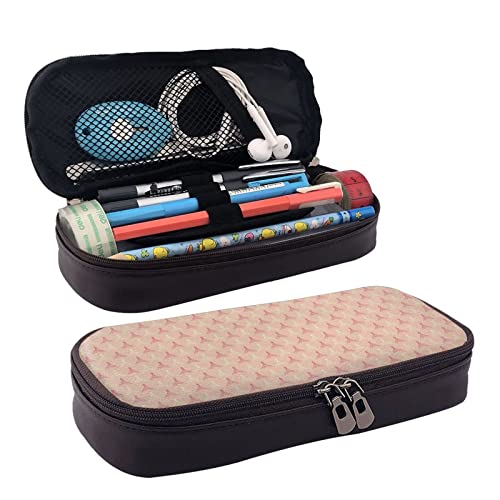 Große Kapazität Leder Federmäppchen Domestic Duck Stationery Pencil Bag Make-up Tasche Tragbare Büro Schreibwaren Tasche für Teenager Mädchen Erwachsene, Soft Colors Eiffelturm-Muster Frankreich, Leather pencil case, Kosmetikkoffer von ASEELO