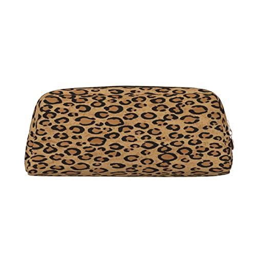 Große Kapazität Leder Federmäppchen Hübsche Rosen Schreibwaren Federtasche Make-up Tasche Tragbare Büro Schreibwaren Tasche für Teens Mädchen Erwachsene, Wild Leopard Animal, Pencil Bag, Kosmetikkoffer von ASEELO