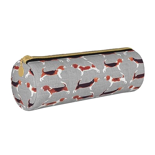 Leder-Federmäppchen, Beagle-Hund, Schreibwaren, Federmäppchen, Make-up-Tasche, tragbare Büro-Schreibwarentasche für Teenager, Mädchen, Erwachsene, Beagle-Muster, Leather Pencil Case, Beauty Case von ASEELO