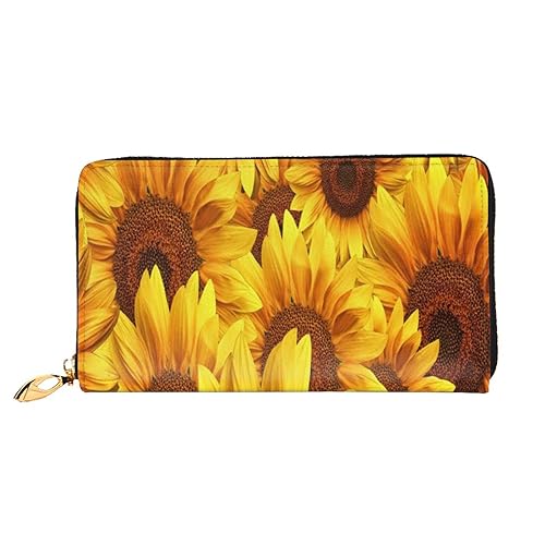 Leder Geldbörse Ozean Strand Münzbörse Geldbörse Münzbeutel Aufbewahrungstasche Reißverschluss Geld Geldbörsen Tasche für Frauen Männer, Gelbe Sonnenblume, Leather wallet, Münzbeutel von ASEELO