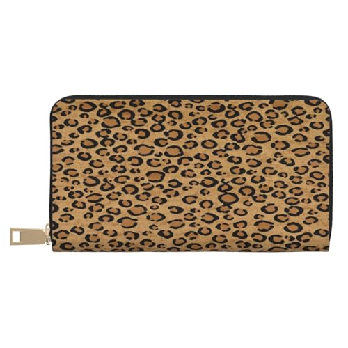 ASEELO Ledergeldbörse, Münztasche, Münztasche, niedlicher Welpe, lustige Leder-Aufbewahrungstasche, Reißverschluss, Geldbeutel, Tasche für Damen, Herren, Kinder, Wild Leopard Animal, Leather Wallet, von ASEELO