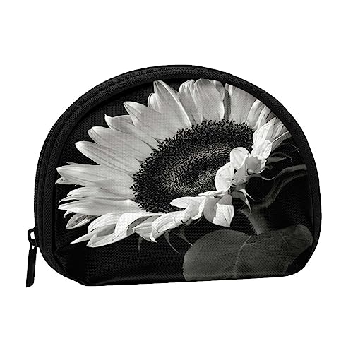 Münzgeldbörse Geldbörse Münzbeutel Ananas Obst Sonnenbrille Sand Strand Muschel Aufbewahrungstasche Reißverschluss Geld Geldbörsen Tasche für Damen Herren Kinder, Sonnenblume Schwarz Grau, Shell storage bag, Münzbeutel von ASEELO