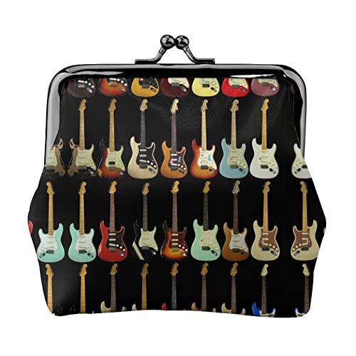 Münzgeldbörse Geldbörse Münzbeutel Gitarre Britische Flagge Leder Aufbewahrungstasche Reißverschluss Geld Geldbörsen Tasche für Damen Herren Kinder, Kunst-Gitarren-Muster, Coin Purse, Münzbeutel von ASEELO