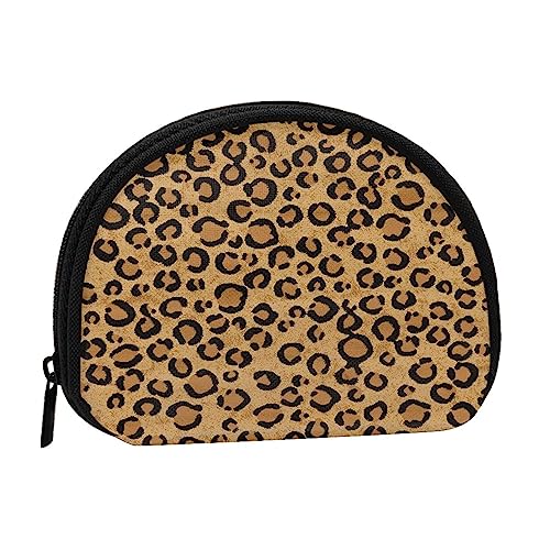 Münzgeldbörse Geldbörse Münzbeutel Weizenfeld Shell Aufbewahrungstasche Reißverschluss Geld Geldbörsen Tasche für Damen Herren Kinder, Wild Leopard Animal, Shell storage bag, Münzbeutel von ASEELO