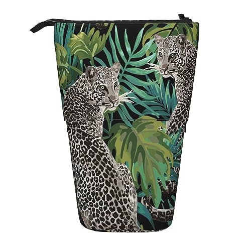 Teleskop-Federmäppchen, niedliche rosa Rosen-Mischung, Leopardenmuster, Schreibwaren, Bleistifttasche, Make-up-Tasche, tragbare Büro-Schreibwarentasche für Teenager, Mädchen, Erwachsene, Leopard von ASEELO