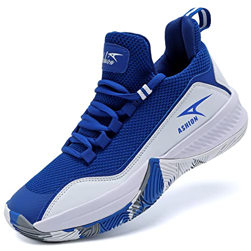 ASHION Basketballschuhe Jungen Turnschuhe Kinder Sneaker High Top Outdoor Sportschuhe Anti Skid Atmungsaktive(C Blau,39EU) von ASHION