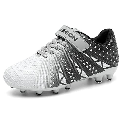 ASHION Fußballschuh Kinder Footballschuhe Outdoor Athletic Soccer Schuhe,B Silber,34 EU von ASHION