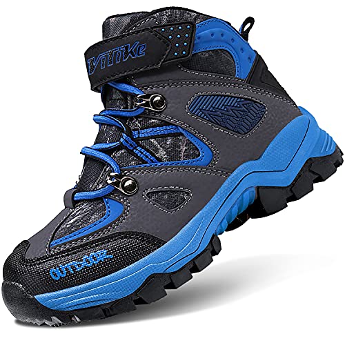 ASHION Winterschuhe Kinder Mid Schneestiefel Gefütterte Winterstiefel Wanderschuhe Trekking Baumwollschuhe,B Blau,33 EU von ASHION