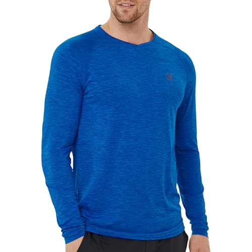 Herren Schnelltrocknend Langarmshirt UPF 50+ Long Sleeve T-Shirts Quick-Dry Funktionsshirt Laufshirts UV Schutz Fitnessshirts Royalblau, Size XX-Large von ASHION