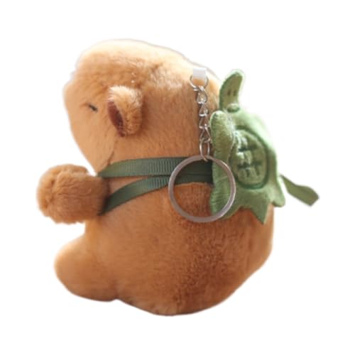 ASIEIT Niedlicher Capybara-Plüsch-Schlüsselanhänger, 12 cm, Cartoon, realistisches Capybara-Kuscheltierspielzeug mit Erdbeer-/Schildkröten-Rucksack, weiche braune Capybara-Plüschtier-Puppent von ASIEIT