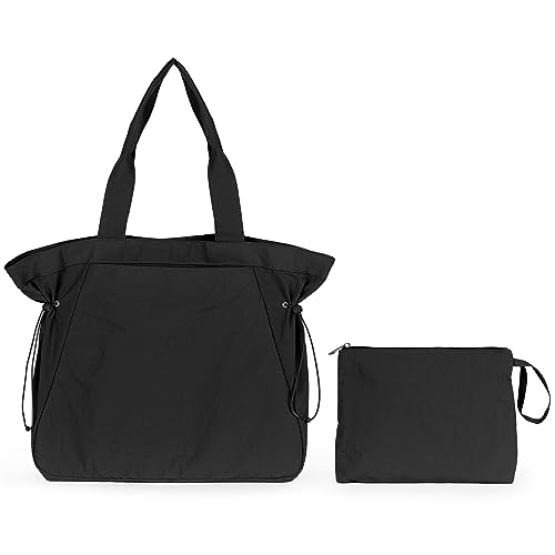 ASLABCREW 18L Side Cinch Shopper Taschen mit verstellbarem Riemen/Extra Clutch Tasche, Crossbody Tote Handtasche Schultertasche, Schwarz+Clutch Bag von ASLABCREW