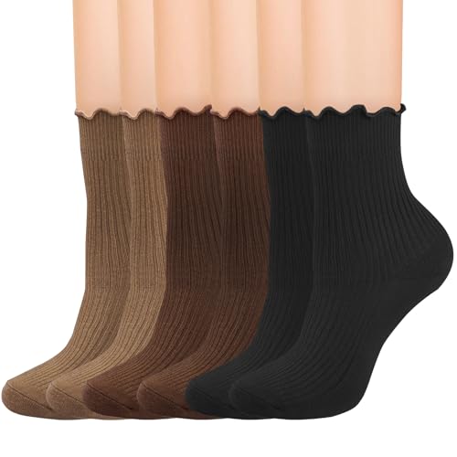 ASOMI 3 Paar Modische Rüschensocken für Damen, süßes Rüschendesign, weiches Baumwollmaterial für hohen, stilvolle Rüschensocken-Kollektion ASOMI 3 Paar Modische Rüschensocken für Damen, süßes Rüschendesign, weiches Baumwollmaterial für hohen, stilvolle Rüschensocken-Kollektion von ASOMI