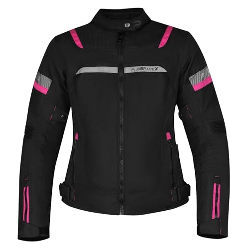 Motorradjacke für Damen mit zugelassenen Protektoren, super atmungsaktiv, Rosa, 50 Motorradjacke für Damen mit zugelassenen Protektoren, super atmungsaktiv, Rosa, 50 von ASPIDEX