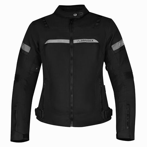 Motorradjacke für Damen mit zugelassenen Protektoren, super atmungsaktiv, Schwarz , L Motorradjacke für Damen mit zugelassenen Protektoren, super atmungsaktiv, Schwarz , L von ASPIDEX