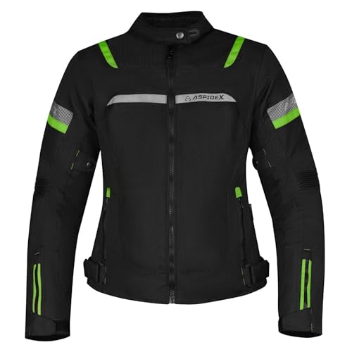 Motorradjacke für Damen mit zugelassenen Protektoren, super atmungsaktiv, grün, M Motorradjacke für Damen mit zugelassenen Protektoren, super atmungsaktiv, grün, M von ASPIDEX