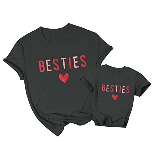 Mommy and Me Matching Shirts Besties Love Heart T-Shirt Mama Shirt Family Matching Tees, grau dunkel, Groß von ASTANFY