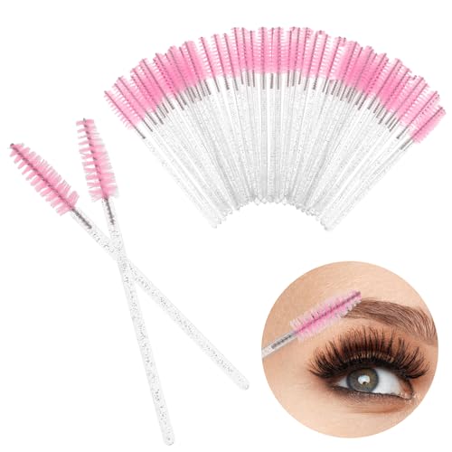 50 Stück Einweg Wimpernbürste, Kristall Wimpernbürstchen Einweg Augenbrauen Spoolie Bürsten Einweg Mascara Zauberstäbe Augenwimpern Pinsel Augen Make Up Tools für Beauty-Salon und Hausgebrauch von ASTER